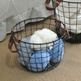 thumbnail image 6 of Storage Baskets Round Wire Basket,Round Wire Basket With Handles,Metal Round Mesh Basket Storage Basket,for Firewood Laundry Or Blanket Large Wire Country Organizer(10.2''X7.1''X10.2'), 6 of 7