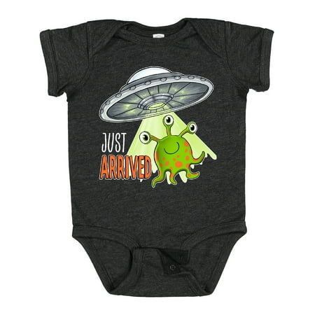 

Inktastic Just Arrived- Cute Green Alien UFO Newborn Baby Gift Baby Boy or Baby Girl Bodysuit