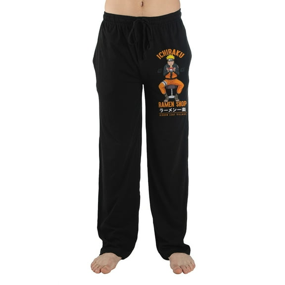 Naruto Anime Cartoon Mens Black Sleep Wear Pants-L