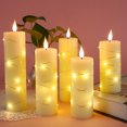 thumbnail image 2 of Velas sin llama de 3/5 piezas con luces de cadena integradas, velas LED con control remoto de 10 teclas, velas de cera real de llama danzante para cumpleaños, bodas Muyoka Hogar, 2 of 6