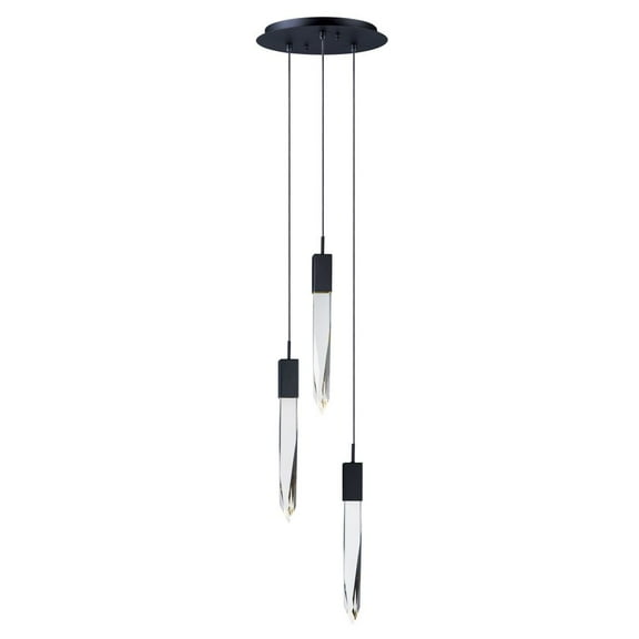 E31243-20BK ET2 Lighting Quartz-18W 3 LED Pendant-13 Inches wide by 21 inches high-Black Finish