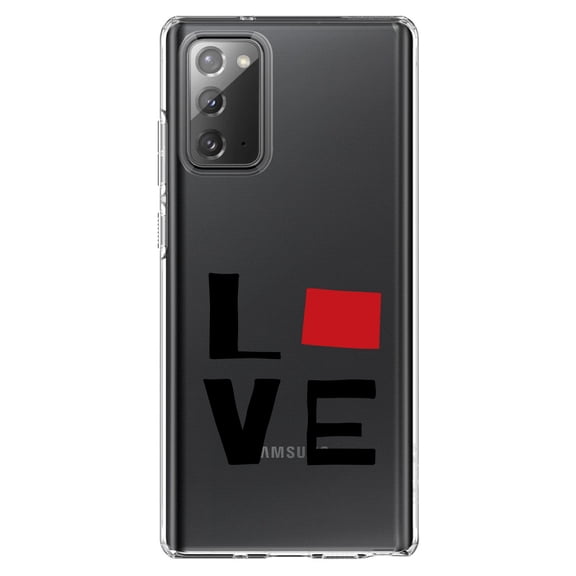 DistinctInk Clear Shockproof Hybrid Case for Samsung Galaxy Note 20 (6.7" Screen) - TPU Bumper Acrylic Back Tempered Glass Screen Protector - Wyoming - Love Black & Red