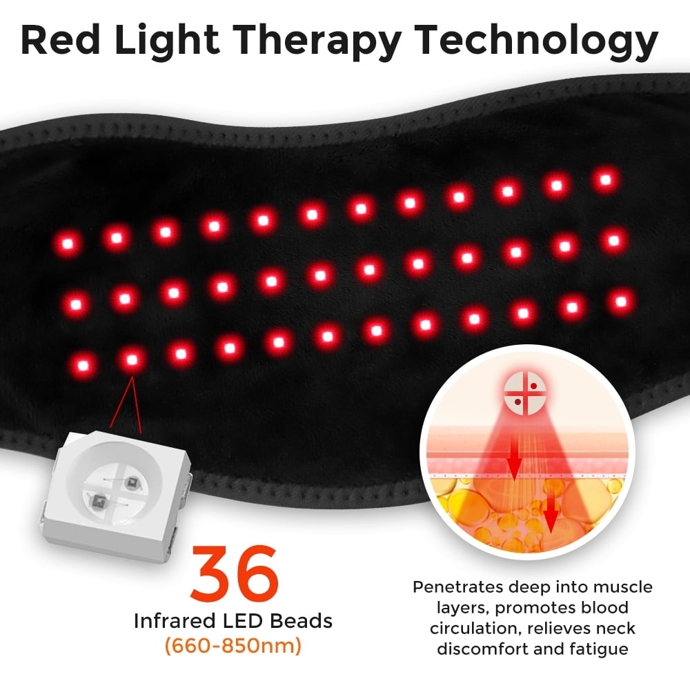Cordless Heating Pad for Neck and Shoulders,Heated Neck Wrap with 5 Adjustable Temperature Levels and 6 Timer Settings,Large Coverage Cordless Neck Warmer,Black