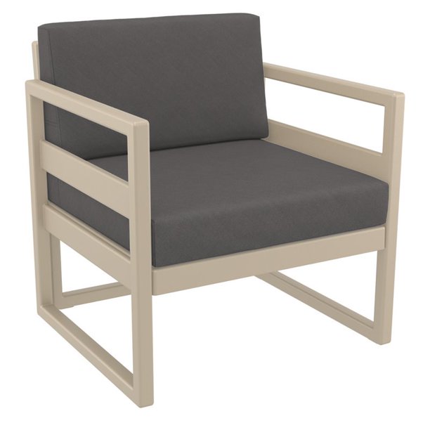 Mykonos Patio Club Chair Taupe With Sunbrella Charcoal Cushions Walmart Com Walmart Com