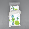 thumbnail image 2 of Ambesonne Cartoon Bedding Set 4 Pcs, Happy Animals Playing, Queen, Lime Green Blue, 2 of 3