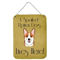 Red Corgi Spoiled Dog Lives Here Wall or Door Hanging Prints