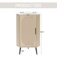 thumbnail image 2 of Small Corner Table Wood Bathroom Floor Cabinet Space Saving Corner Organizer Shelf with Carved Rattan Door for Kitchen Bedroom and Narrow Spaces (Natural), 2 of 7