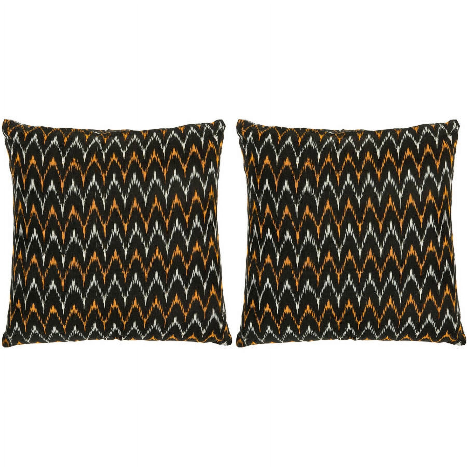 SAFAVIEH Ryder Chevron Striped Pillow, 18" x 18", Black, Set of 2
