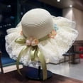 thumbnail image 5 of Floppy Big Beach Straw Hats for Women VLOOCKLW Wide Brim Ponytail Beach Sun Protection Breathable Cotton Summer Hat with Fold-Up Brim Gardening Hat White, 5 of 5