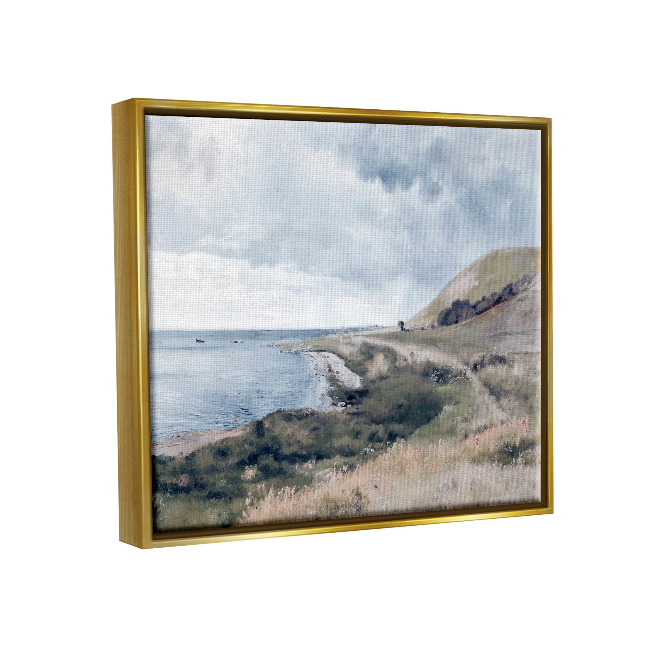 Seaside Cliffs Ocean Scenery Landscape Graphic Art Metallic Gold Framed Art Print Wall Art