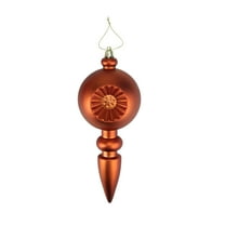 DAK 4ct Orange Retro Reflector Shatterproof Matte Christmas Finial Ornaments 7.5"