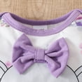 thumbnail image 4 of TOWED22 Newborn Baby Girl Clothes Daisy Print Shorts Sleeve Romper Ruffle Bloomer Shorts Headband Set Infant Summer Outfits Purple,6-9 M, 4 of 9