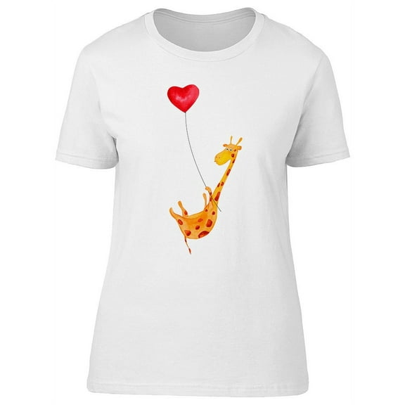 Giraffe Flying With Balloon T-Shirt Women -Image by Shutterstock, Female Medium