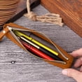 thumbnail image 7 of Under $1 Pencil Case, Vintage Handmade Soft Faux Leather Large Capacity Zipper Pen Pouch, Stylish Stationery Organizer for College Office Travel by PALIFEUR, 7 of 7