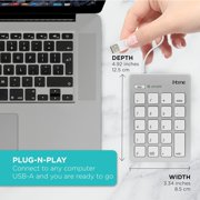 iHome Wired USB Numeric Keypad, Slim 20-Key USB Numpad for Laptops and Desktop Computers