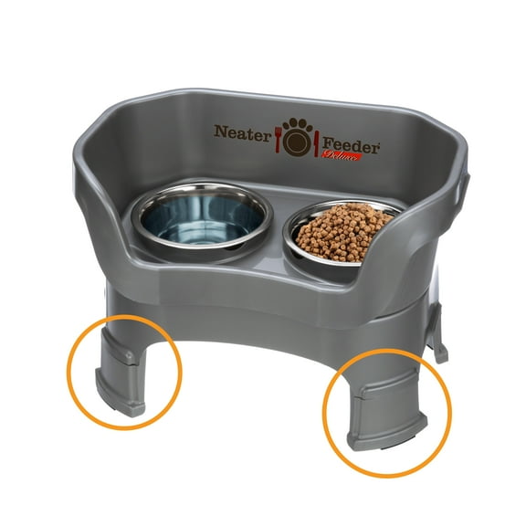Neater Feeder Deluxe Elevated Mess-Proof Food & Water Bowls for Medium Dogs, Gunmetal