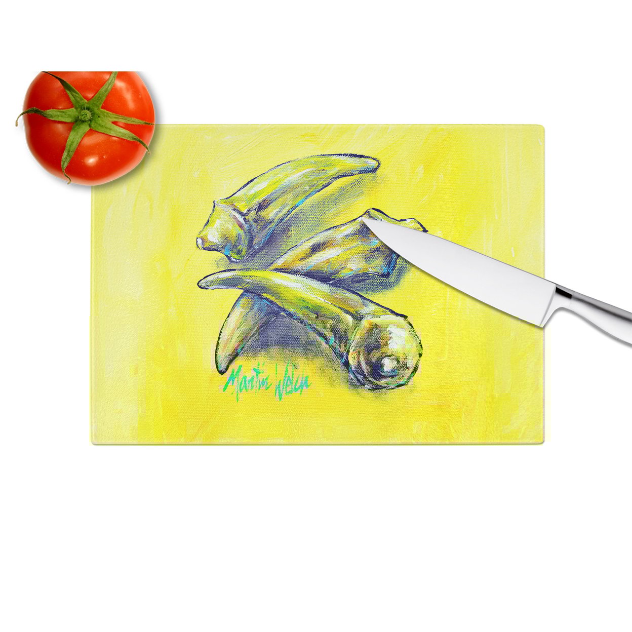 thumbnail image 4 of Three to Get Ready Okra Glass Cutting Board 12 in x 15 in, 4 of 5