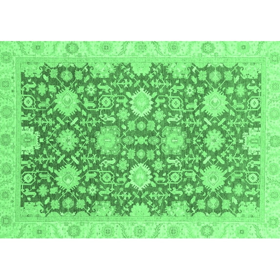 Ahgly Company Indoor Rectangle Oriental Emerald Green Traditional Area Rugs, 7' x 9'