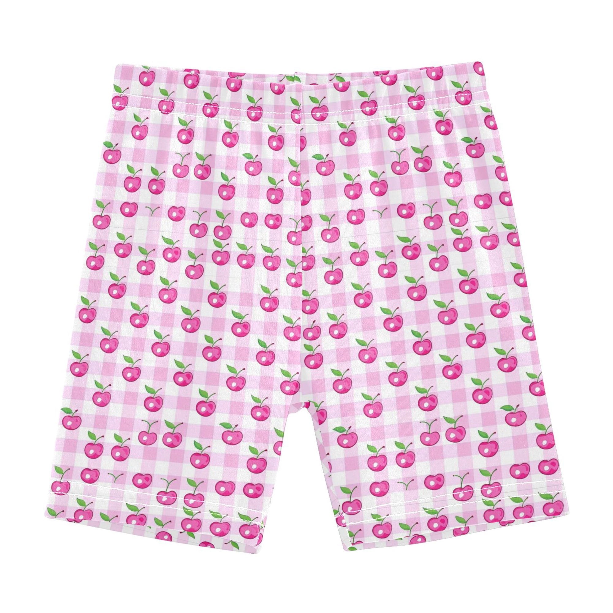 joogoo Cherry on Checkered Girls Lined Shorts Bike Dance Bottoms 8Y