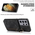 thumbnail image 6 of Mantto Wallet Case for Samsung S21 Ultra, Slim Premium Credit Card Slot, Zipper Wallet Case with Ring Holder Kickstand Leather Magnetic Flip Back Shockproof Cover for Samsung Galaxy S21 Ultra, Black, 6 of 10