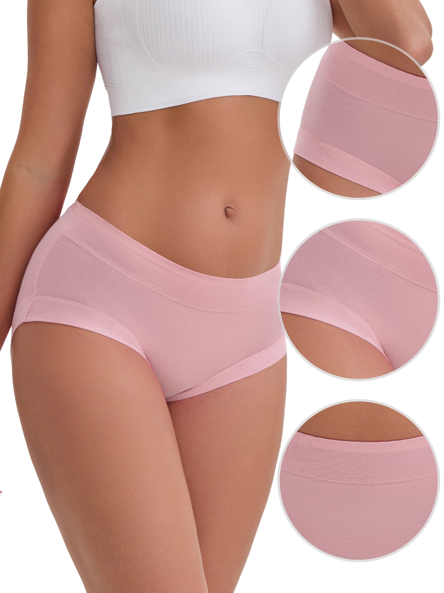 DARING DIVA Women's Plus Mid-Waisted Underwear Briefs 2 Pcs M Dark Purple, Khaki