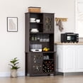 thumbnail image 2 of HOMCOM Kitchen Pantry Buffet Hutch Cupboard with Wine Rack Cabinet, Brown, 2 of 10