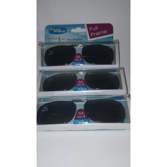3 Pairs Solar Shield Driving Lens 54 Rec 1 Full Frame Polarized Clip on Sunglasses 100% Uva/uvb Protection