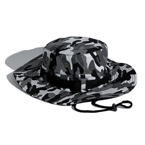 FREEBIRD99 Double Layer Outdoor Unisex-Adult Tactical Boonie Hat Wide Brim Bucket Hat - Camouflage Grey #002