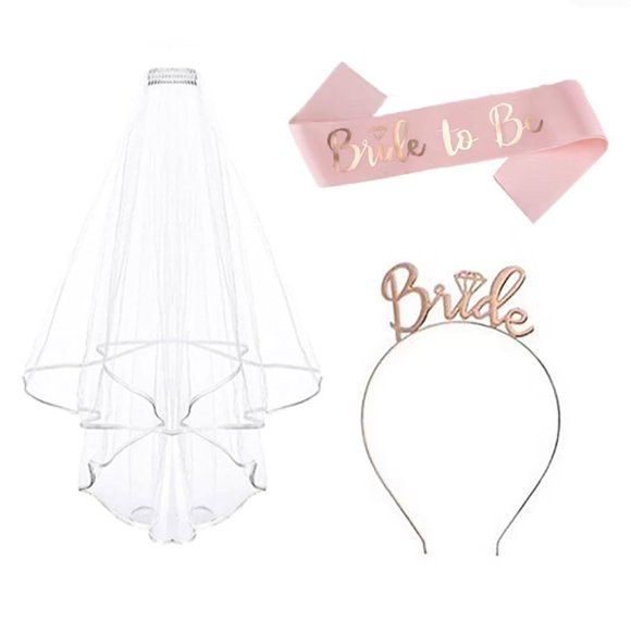 COOMICKEY Écharpe de Mariée devant Tre, Écharpe de Mariée devant Tre Couronne de Diadème, Accessoires de Fiançailles pour Douche Nuptiale, Fournitures de Fête de Célibataire, Cadeau pour Femmes