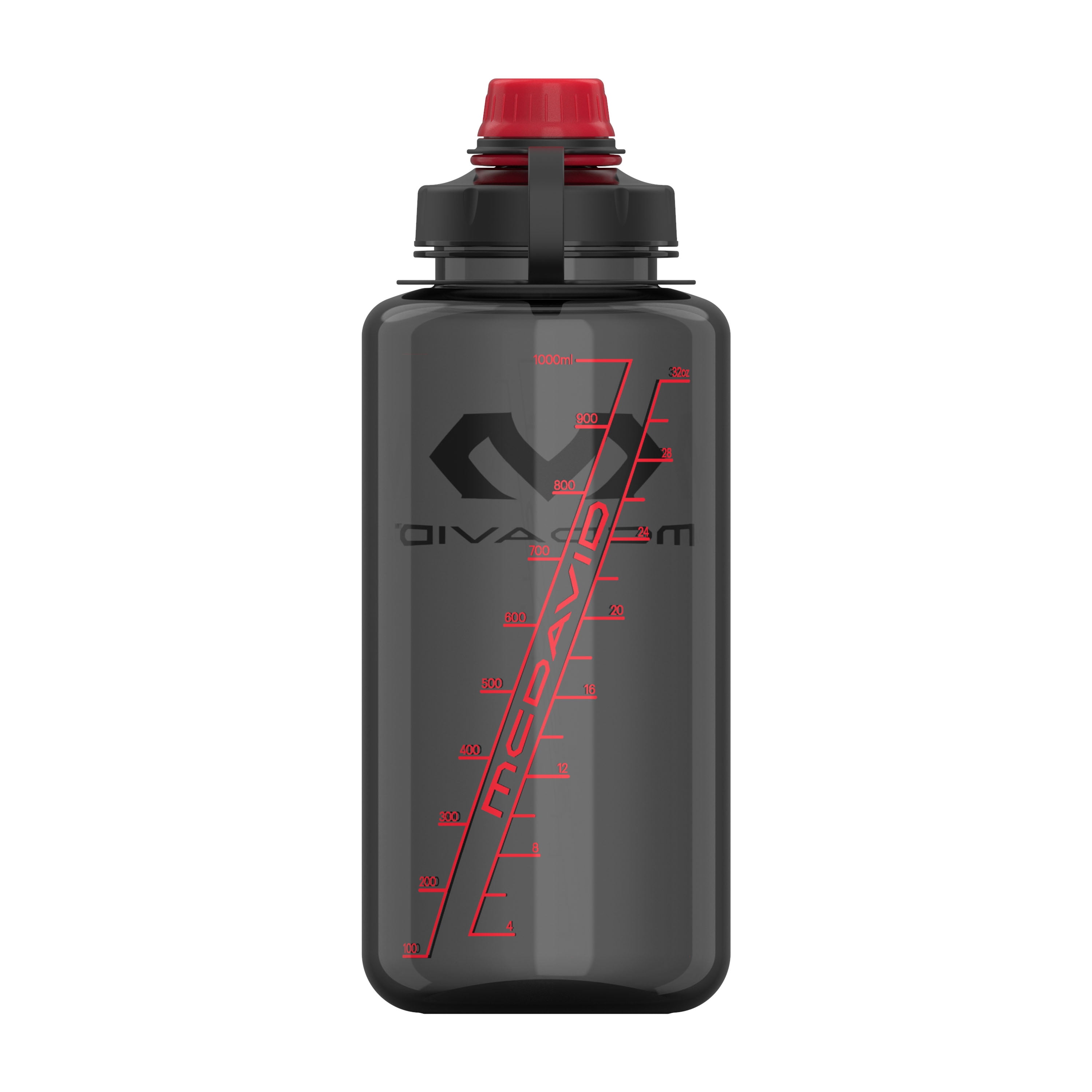 McDavid Sport Gamer 34oz / 1L Water Bottle, Smoke/Red