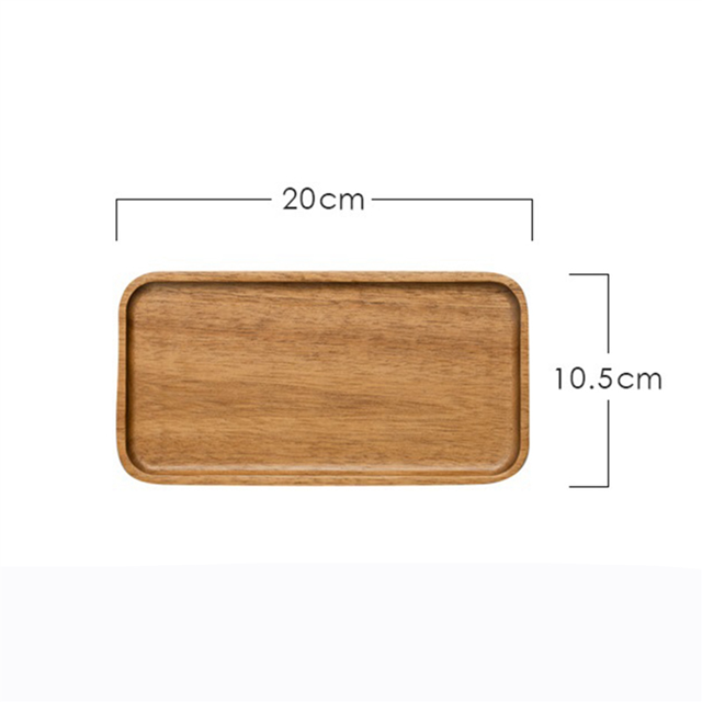 4X Serving Tray, Rectangular Solid Wood Flat Bottom Plate, Fruit Plate, Saucer, Tea Tray, Dessert Plate-Small