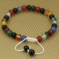 thumbnail image 2 of Perles Rondes de 6 mm en Pierre Précieuse d'Agate Multicolore Naturelle, Pampilles Macramé Tressées Ajustables, Bracelets Reiki Chakra 7-9 Po Unisexe, 2 of 2