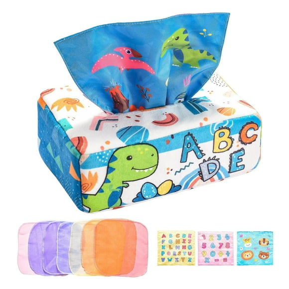 Motohomeau Busy Pull Tissues Juego de juguetes de dibujos animados para pequeños Dinosaurio Salvador juego sensorial