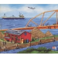 thumbnail image 1 of Projet de Construction par les Bâtiments de Pont de Mer Extra Large Enfants Papier Peint Frontière Design Moderne, Rouleau 15' x 12", 1 of 3