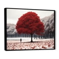 thumbnail image 2 of Designart "Red And Grey Tree silence I" Landscape Trees Floater Framed Canvas Print, 2 of 7