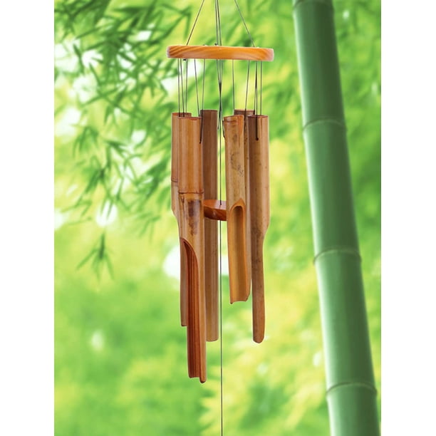 Carillones de viento de madera para exteriores, campanillas de viento de bambú con un tono profundo increíble para la decoración del hogar del jardín del patio, sonido natural hermoso Vhermosa WMZY-1007