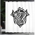thumbnail image 3 of Ambesonne Fantasy Shower Curtain, Tattoo-Like Dragon Drawing, 69"Wx75"L, Charcoal Grey and White, 3 of 4