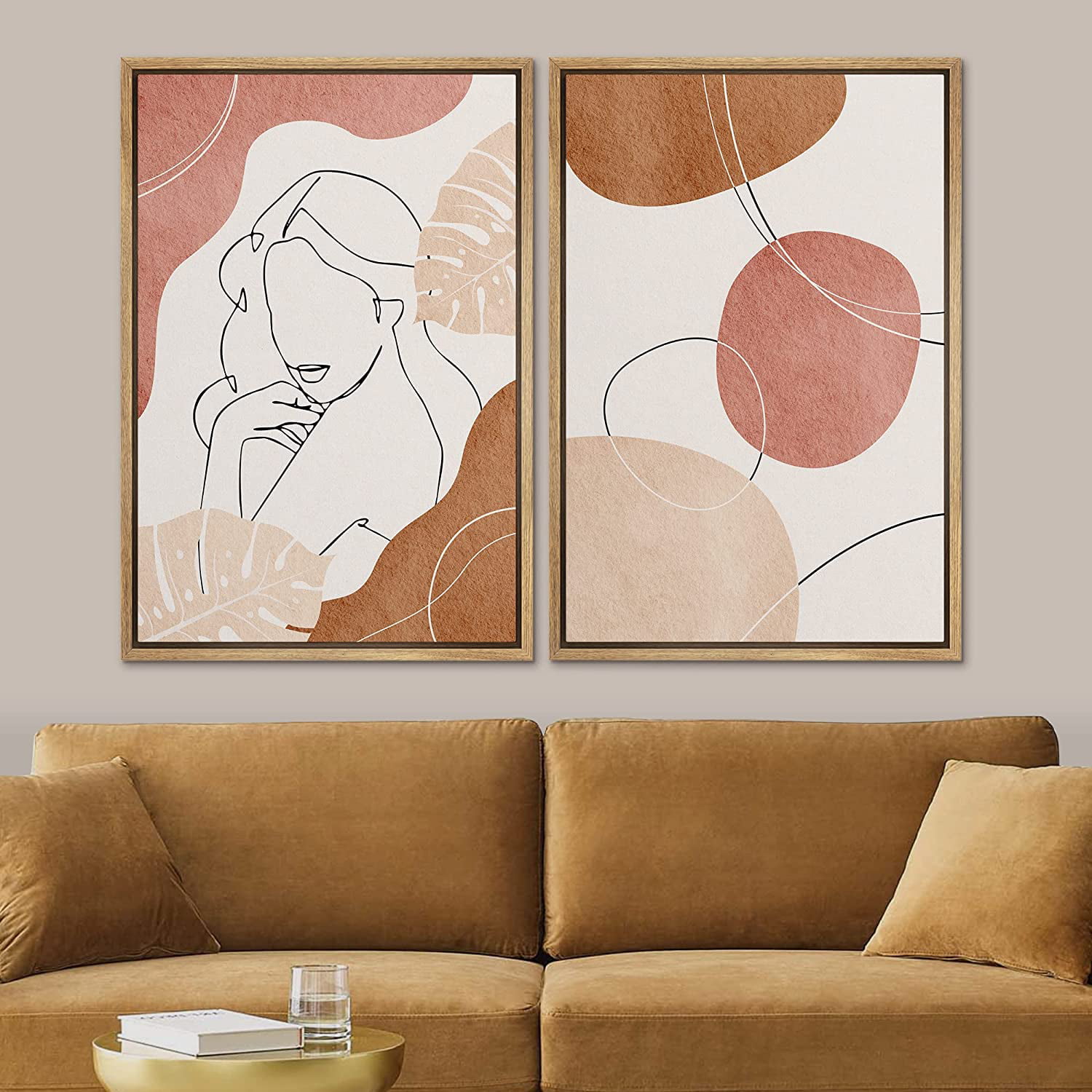 SIGNFORD Framed Wall Art Print Set Pastel Watercolor Vibrant Circle Collage  Abstract Shapes Illustrations Modern Minimalist Relax/Calm Multicolor for  Living Room Bedroom Office 16#34