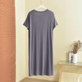 thumbnail image 4 of Blmnix Sleep Dress for Women Long Nightgowns Bamboo Nightgowns Sleepshirts Sleepshirts Gray Below-the-Knee Short Sleeve Crew Neck Summer Nightgowns for Women, 4 of 5
