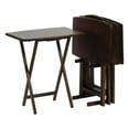 thumbnail image 2 of PJ Wood Folding TV Tray Table w/Compact Storage Rack, Walnut (10-Piece Set), 2 of 10