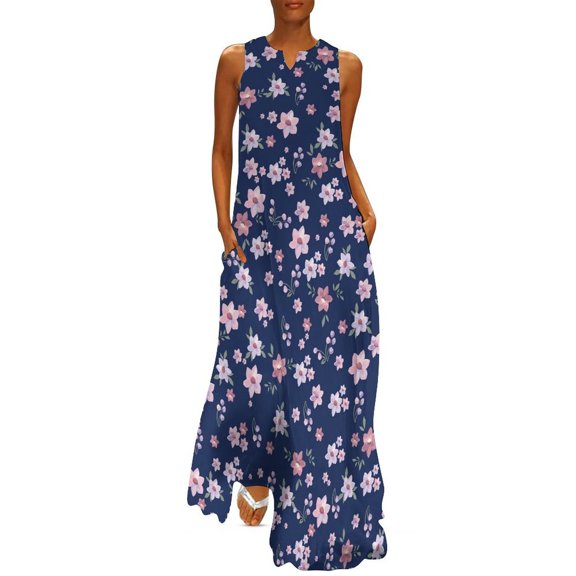 Cute Daisies Print Dress Floral Blossom Maxi Dress Street Style Casual Long Dresses Women Sleeveless Graphic Oversize Vestido