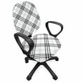 thumbnail image 1 of Geometric Office Chair Slipcover, Fashion Style Textured Diagonal Scottish Irish Minimalist Design Pattern Print, Protective Stretch Decorative Fabric Cover, Standard Size, Black White, by Ambesonne, 1 of 5