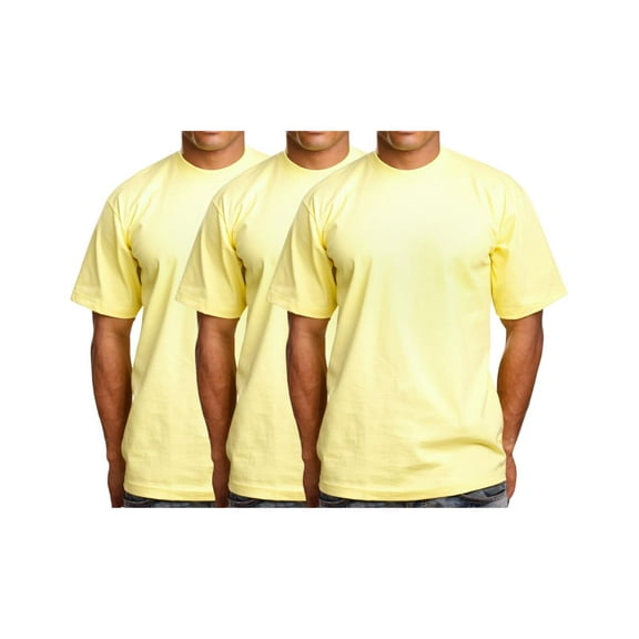 J. METHOD Men's Basic T Shirt – 3 Pack Short Sleeve Crewneck Soft Solid Tee Casual Top Tshirt NEMT119 Yellow 4XL