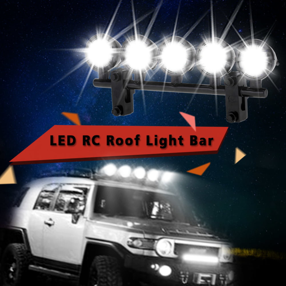 LED Roof Light Bar Set 5 Spotlight for 1/10 RC Car Crawler Body Parts Sliver 