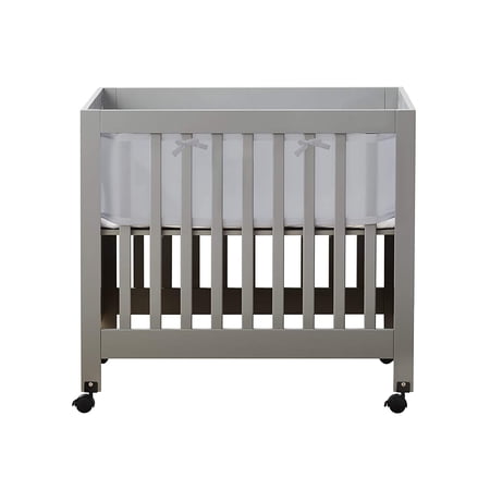 BreathableBaby Breathable Mesh Liner for Mini Cribs, Classic 3mm Mesh (Size 4M Covers 4 Sides, Mini Cribs Only) Gray