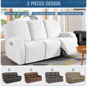 TAOCOCO Recliner 3 Seater Sofa Slipcover Anti-Slip Couch Cover for Reclining Sofa Home Furniture Protector, Beige