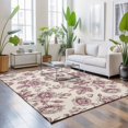 thumbnail image 3 of 5'x7' Area Rugs, Pink Rose Indoor Outdoor Area Rug for Living Room Bedroom, Farmhouse Vintage Botanical Floral Burlap Washable Bathroom Rugs Kitchen Floor Carpet Mats Home Decor Aesthetic, 3 of 8