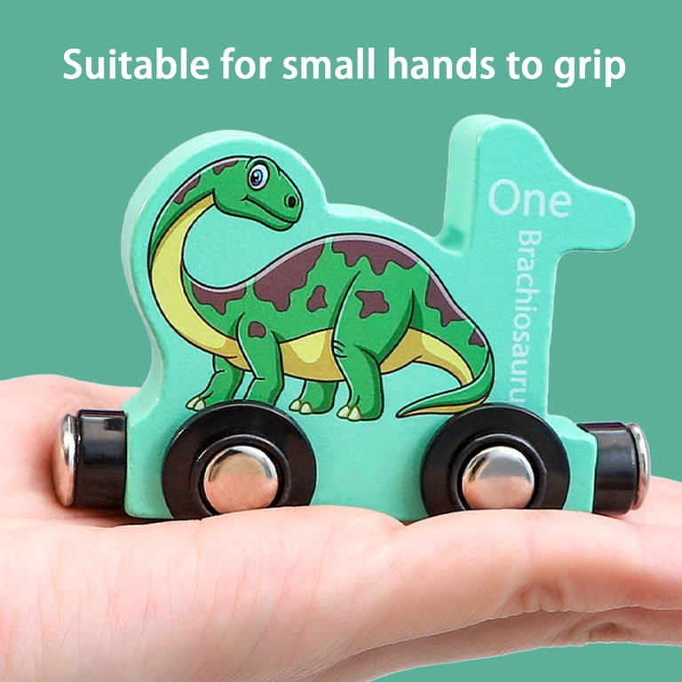 Magnetic Dinosaur Train Wooden Blocks Toy - Montessori STEM Learning For Toddlers 1-3 Years-744591
