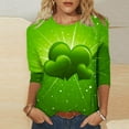 thumbnail image 5 of ZyeKqe St. Patrick's Day Shirt Women 3/4 Sleeves Blouses Cute Graphic Print Shirts Tees Crewneck Pullover Tops, 5 of 5