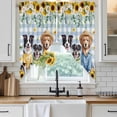 thumbnail image 6 of Spring Dog Swag Curtains for Kitchen/Bedroom/Living Room, Sunflower Daisy Botanical Blue Plaid Scalloped Curtains 63 Inch Long, Rod Pocket Window Swag Topper Curtains Valances 2 Panels Set 36"x63", 6 of 8